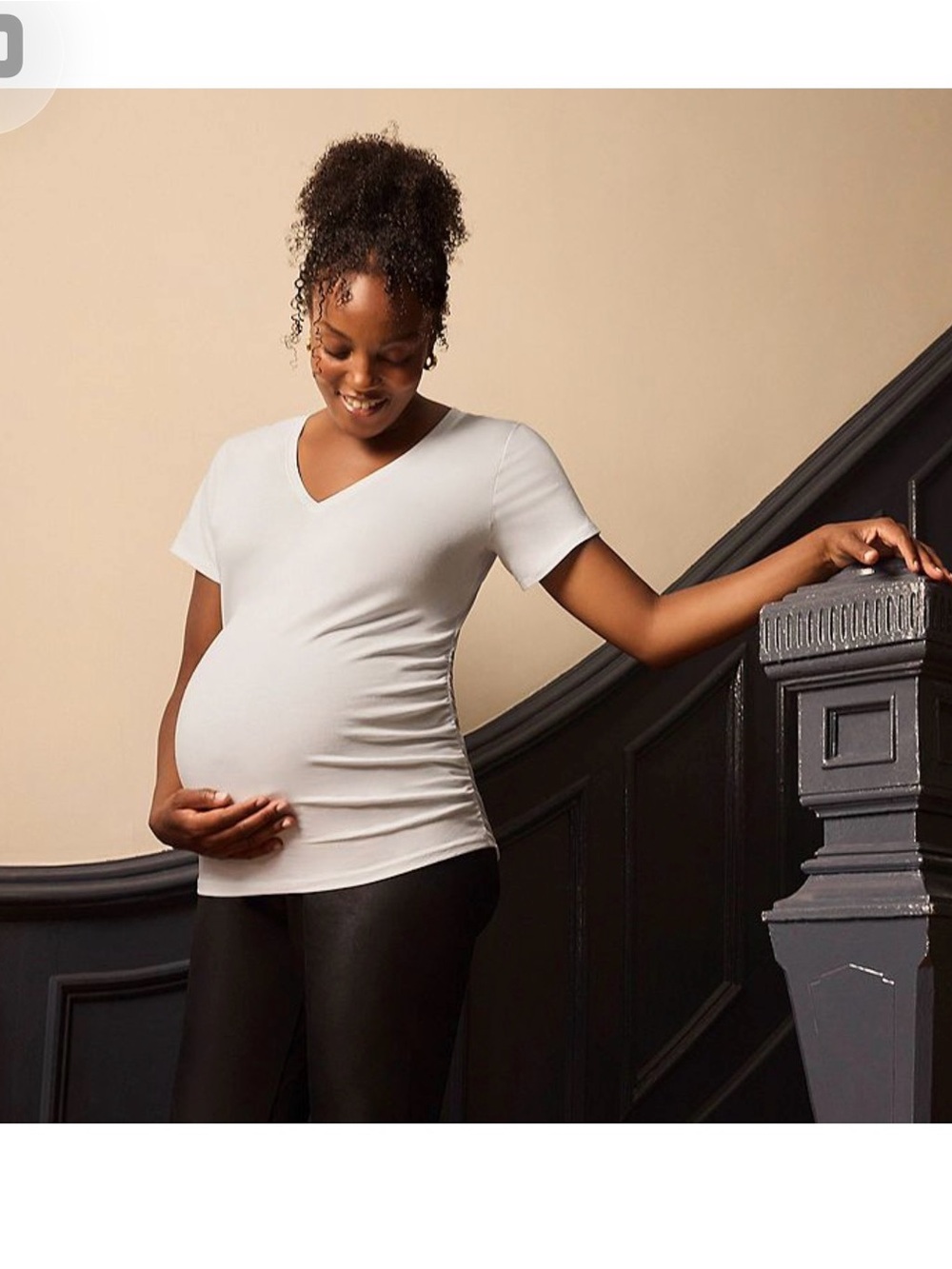 Motherhood Maternity White V-Neck Short Sleeve Maternity Tee